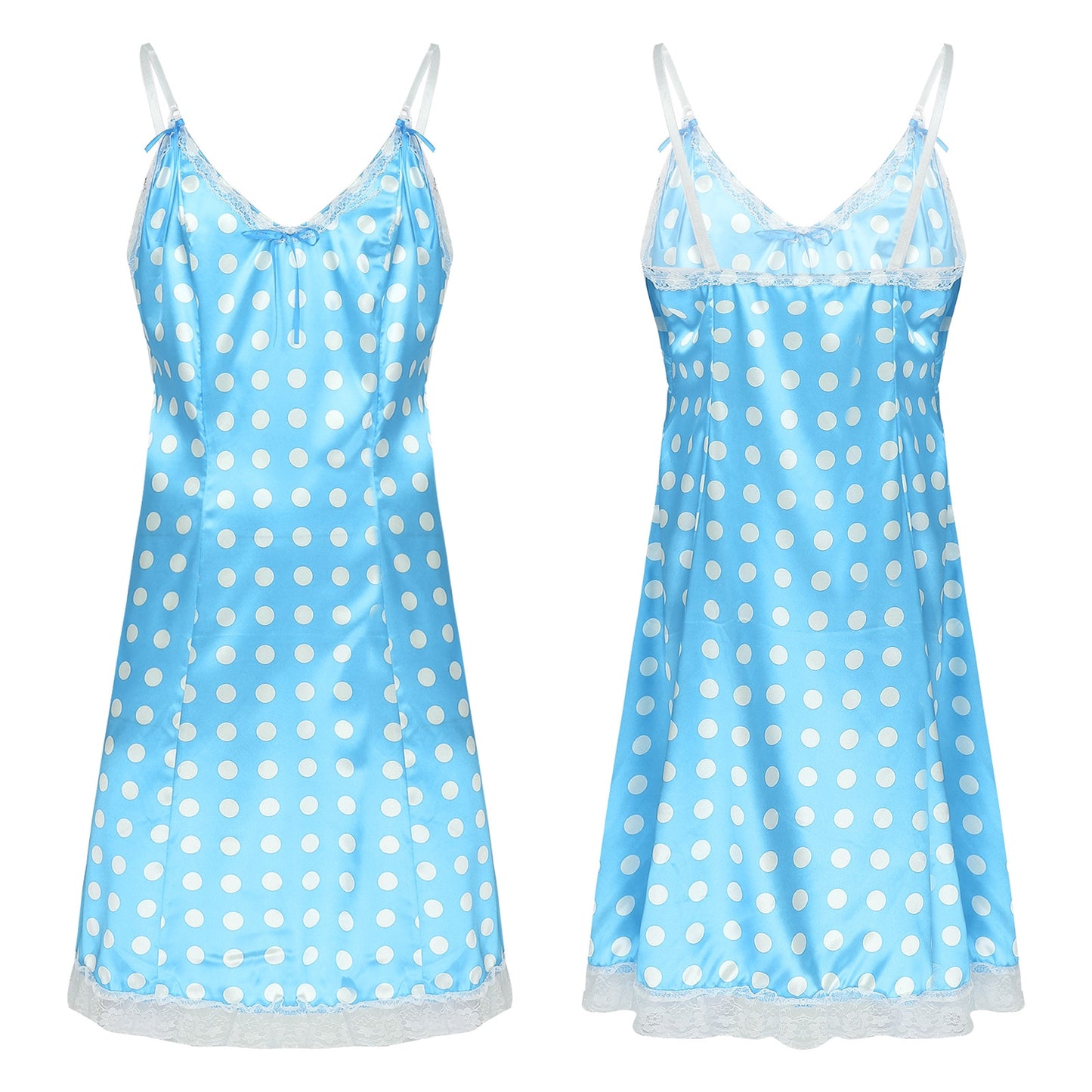 Mens Sissy Maid Cosplay Costume Puff Sleeve Frilly Satin French Apron Maid Servant Dress Set Roleplay Babydoll Dress with Apron