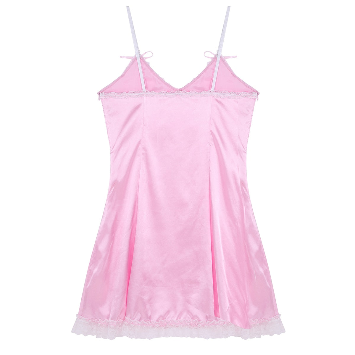 Mens Sissy Maid Cosplay Costume Puff Sleeve Frilly Satin French Apron Maid Servant Dress Set Roleplay Babydoll Dress with Apron