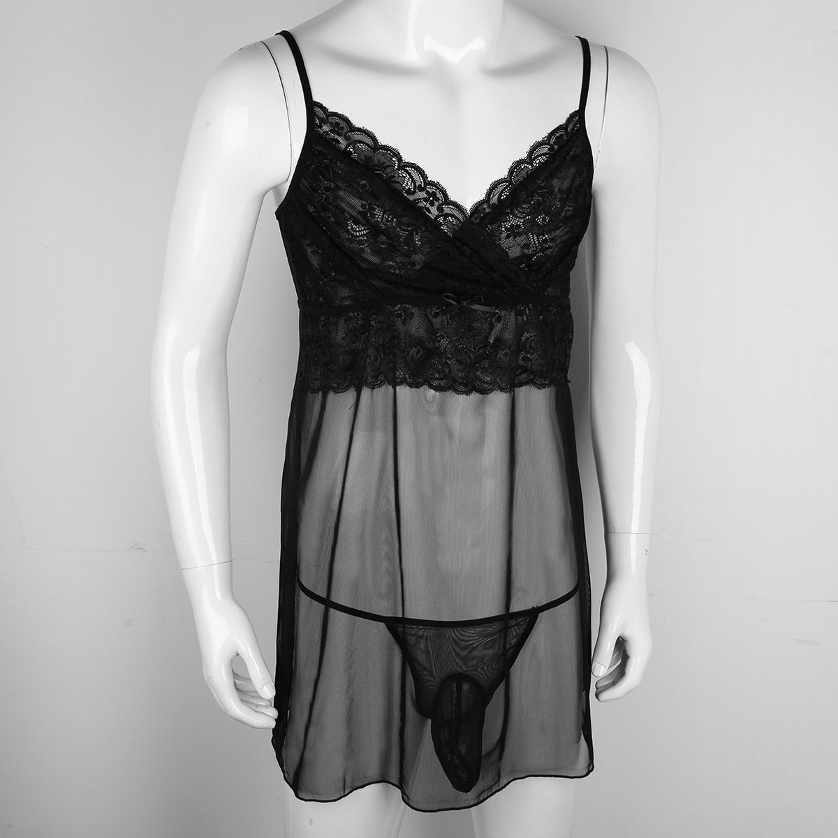 Sheer Mesh Lingerie Set: Crossdresser's Seductive Sleepwear