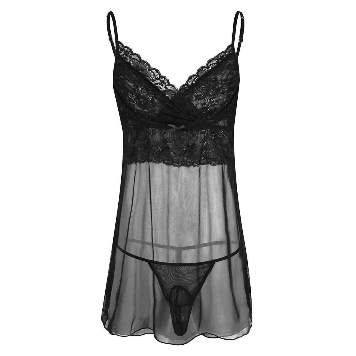 Sheer Mesh Lingerie Set: Crossdresser's Seductive Sleepwear