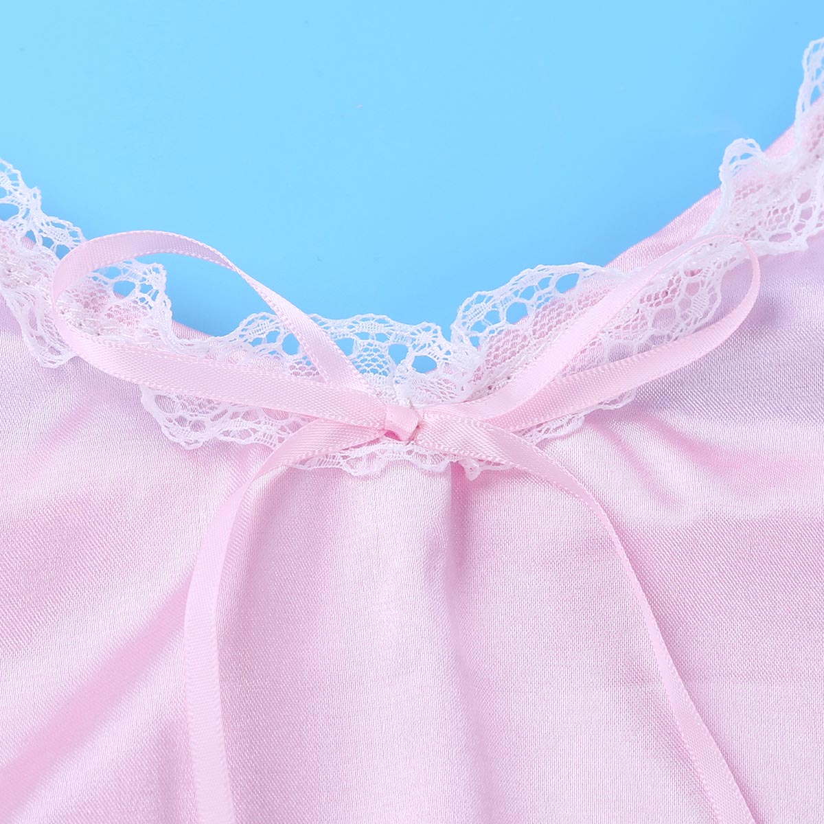 Mens Sissy Maid Cosplay Costume Puff Sleeve Frilly Satin French Apron Maid Servant Dress Set Roleplay Babydoll Dress with Apron