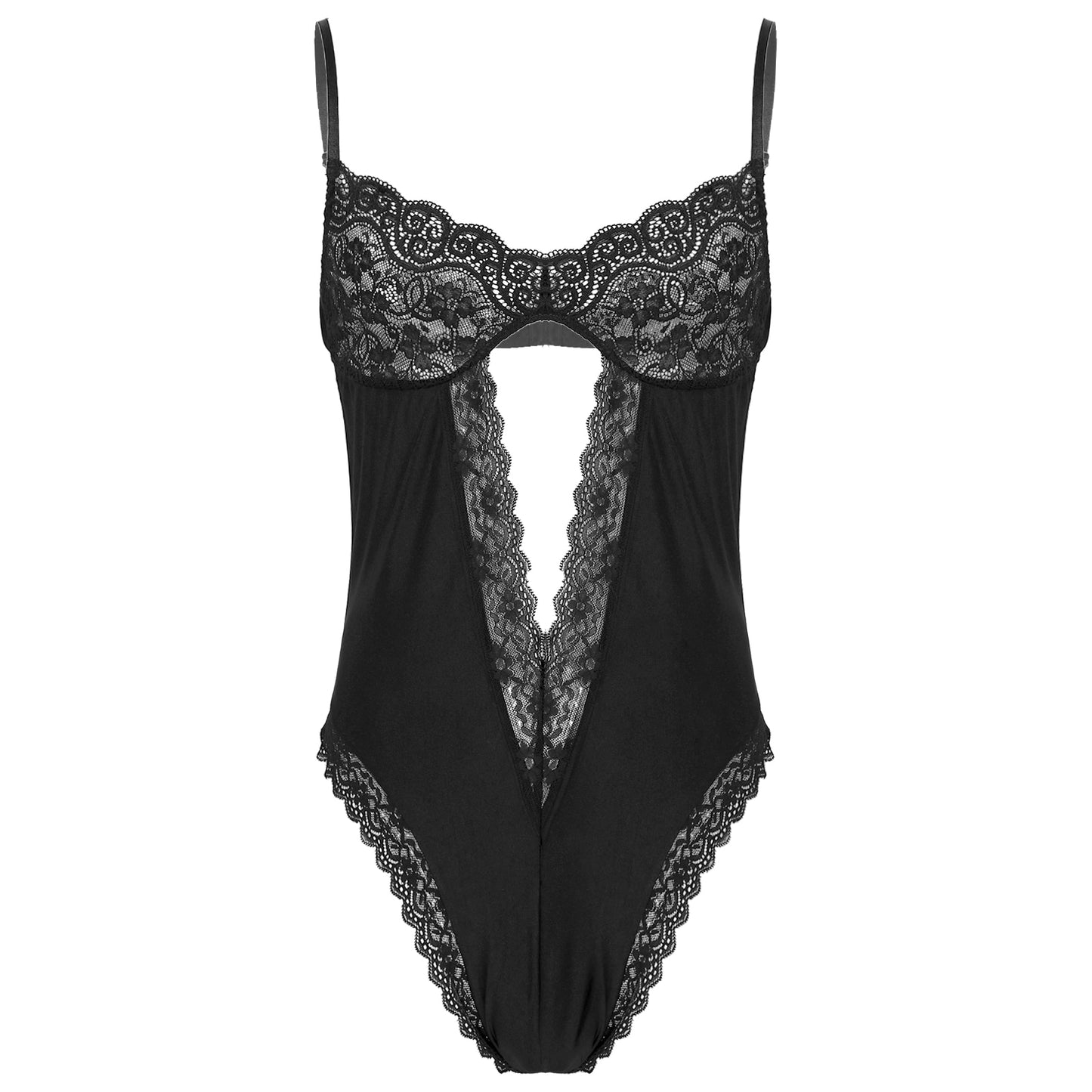 Floral Lace Sissy Bodysuit: Transparent Erotic Nightwear for Crossdressers