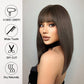 Short Straight Synthetic Wig - Crossdresser's Dark Brown Fake Hair with Bangs, Heat Resistant for Daily Cosplay Elegance