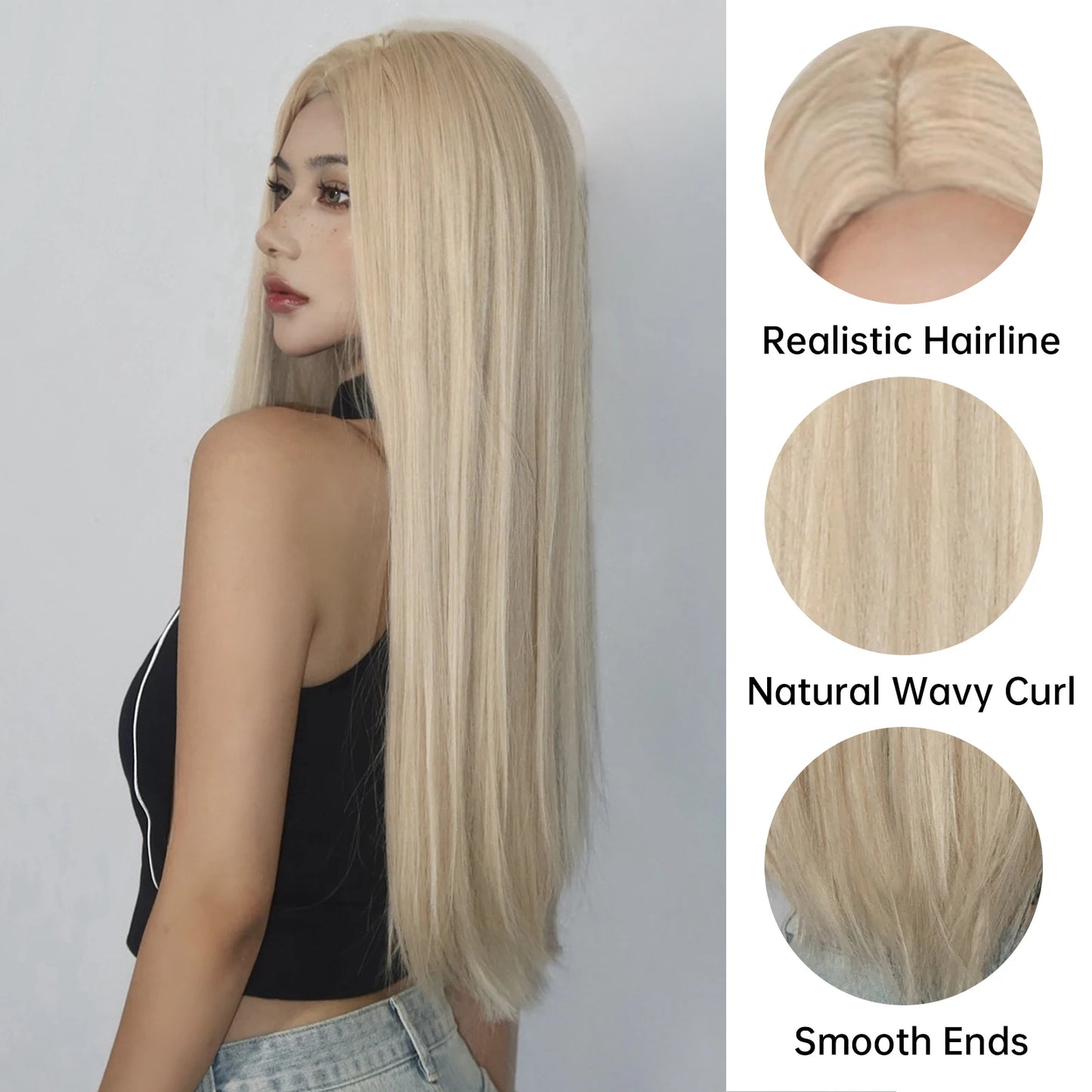 Light Blonde Straight Wig for Crossdressers – Heat-Resistant, Natural Look