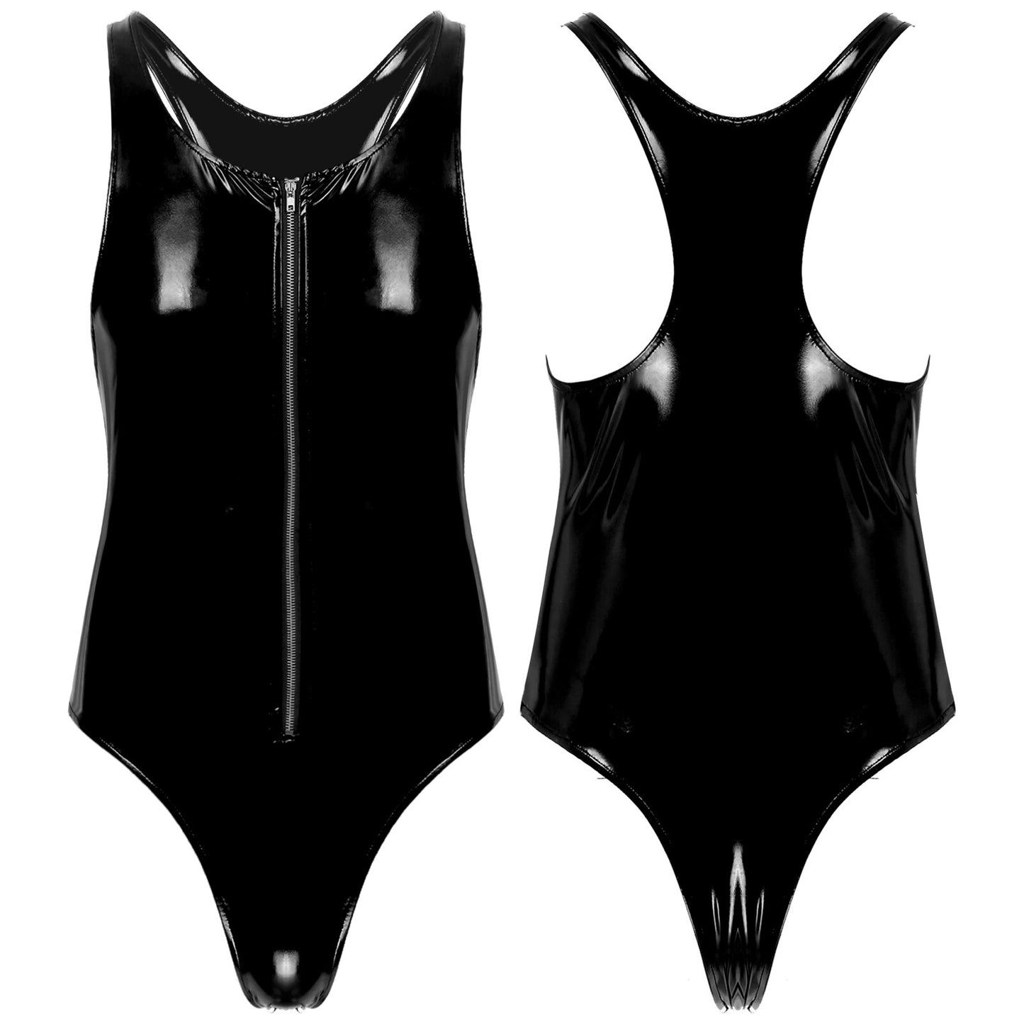 Patent Leather Bodysuit: Sexy Male Sissy Leotard for Parties
