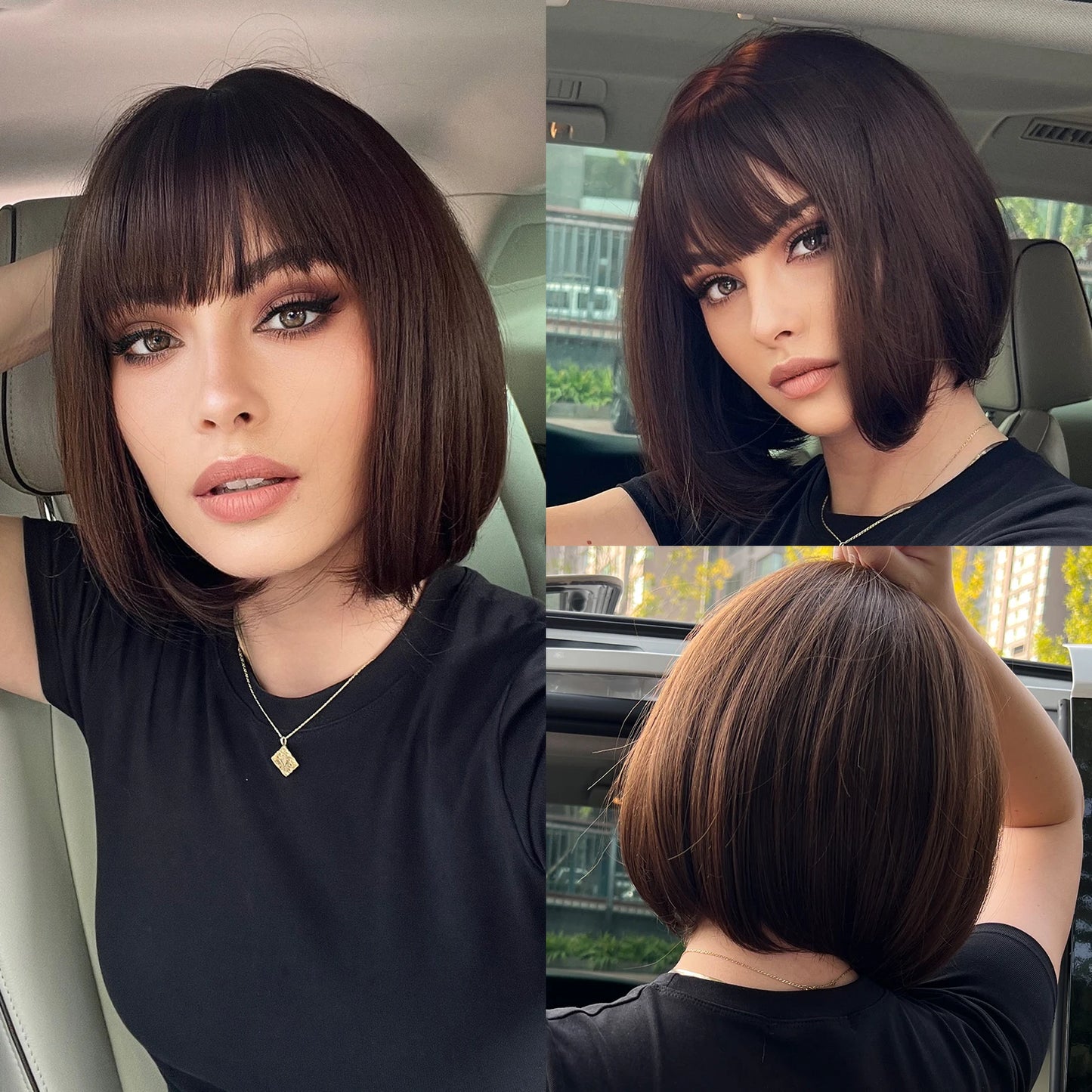 Short Blonde Bob Synthetic Wig - Crossdresser's Chic Shoulder-Length Straight Style with Dark Root and Mixed White Hair