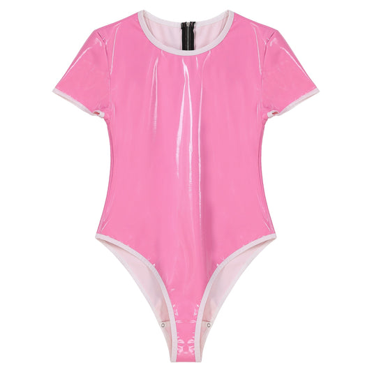 Patent Leather Bodysuit: Sexy Male Sissy Leotard for Parties