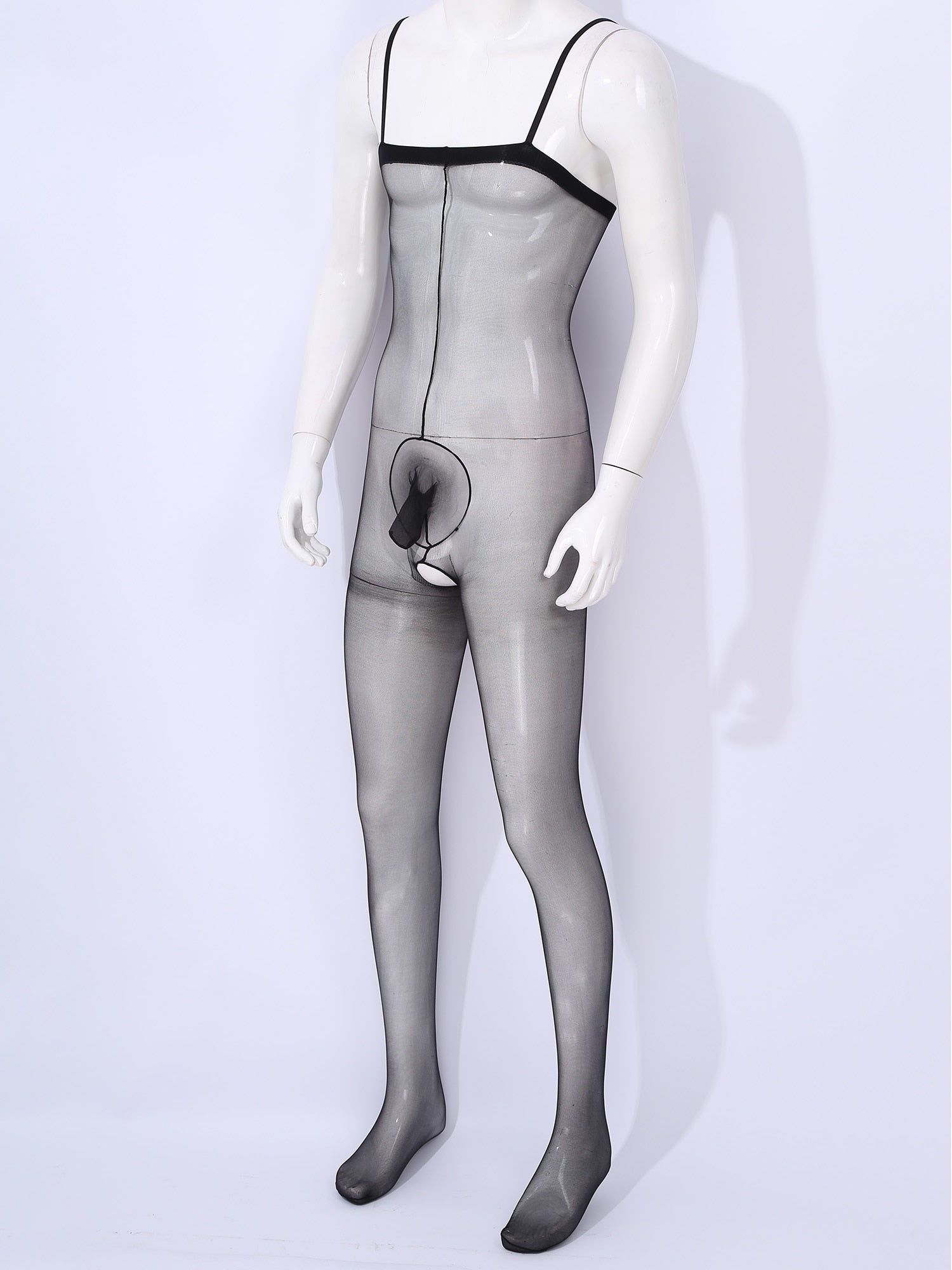 Men Sissy Sheer Body With Crotch Trunk Sheath Crossdresser Lingerie Bodysuit