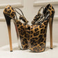Glamorous Strippers: Crossdresser's Ultra High Heels with Leopard Straps - Sexy Shoes in Large Size 47 for Party Glam