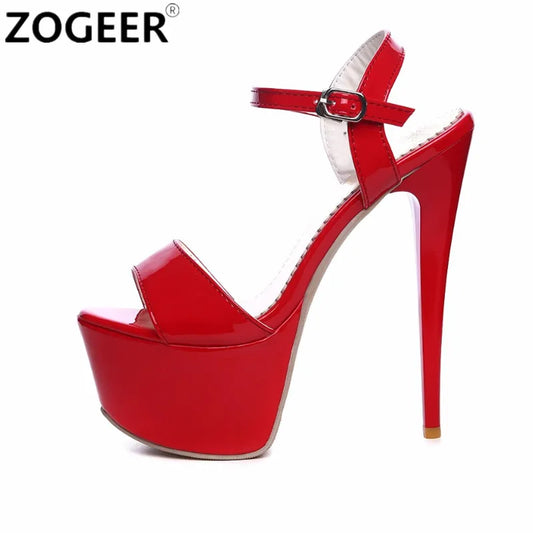 Crossdresser Chic: Summer Platform Sandals with Red and White Flip Flops - Extreme 16cm High Heels for Party, Wedding, and Dance, Large Size