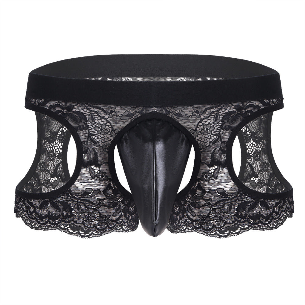 Sexy Mens Lingerie Lacework Open Butt Bulge Pouch