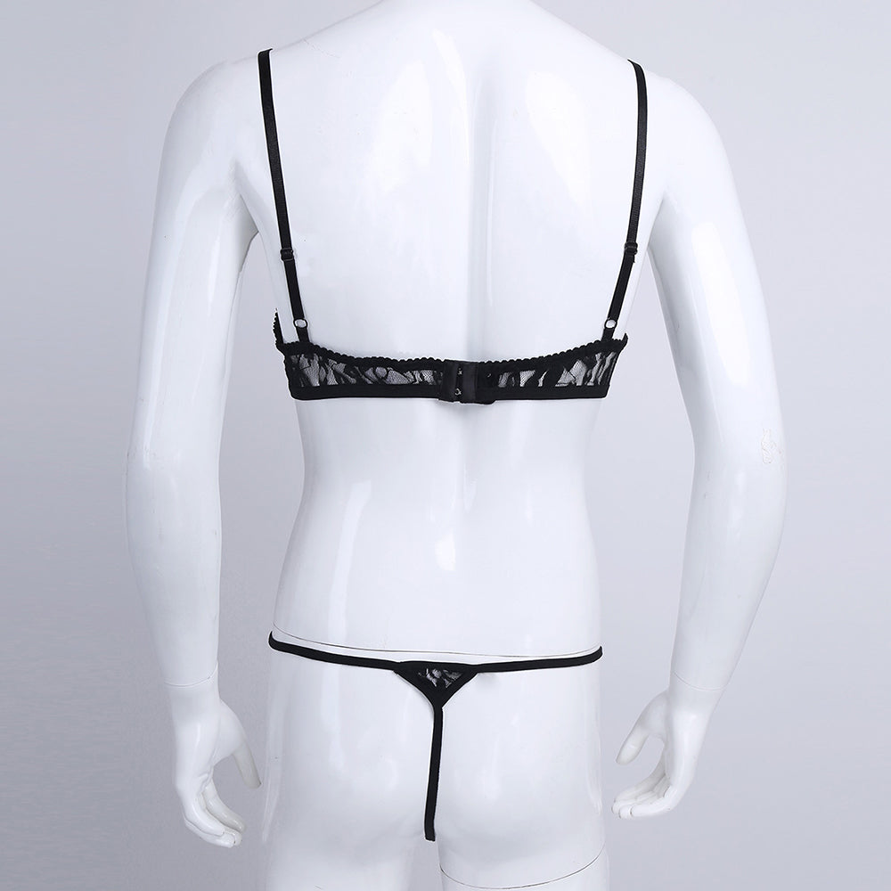 2PCS Floral Lace with G-string