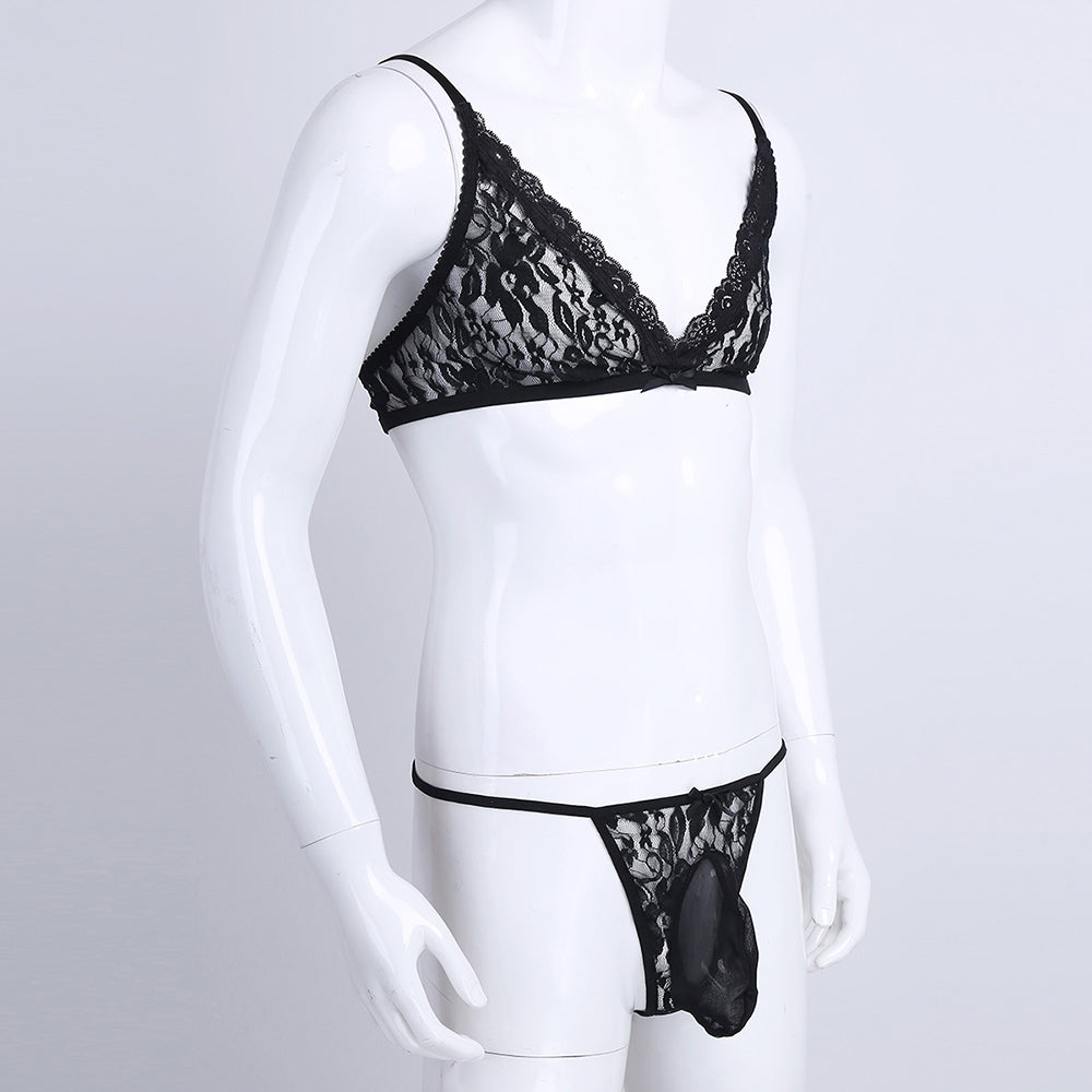 2PCS Floral Lace with G-string