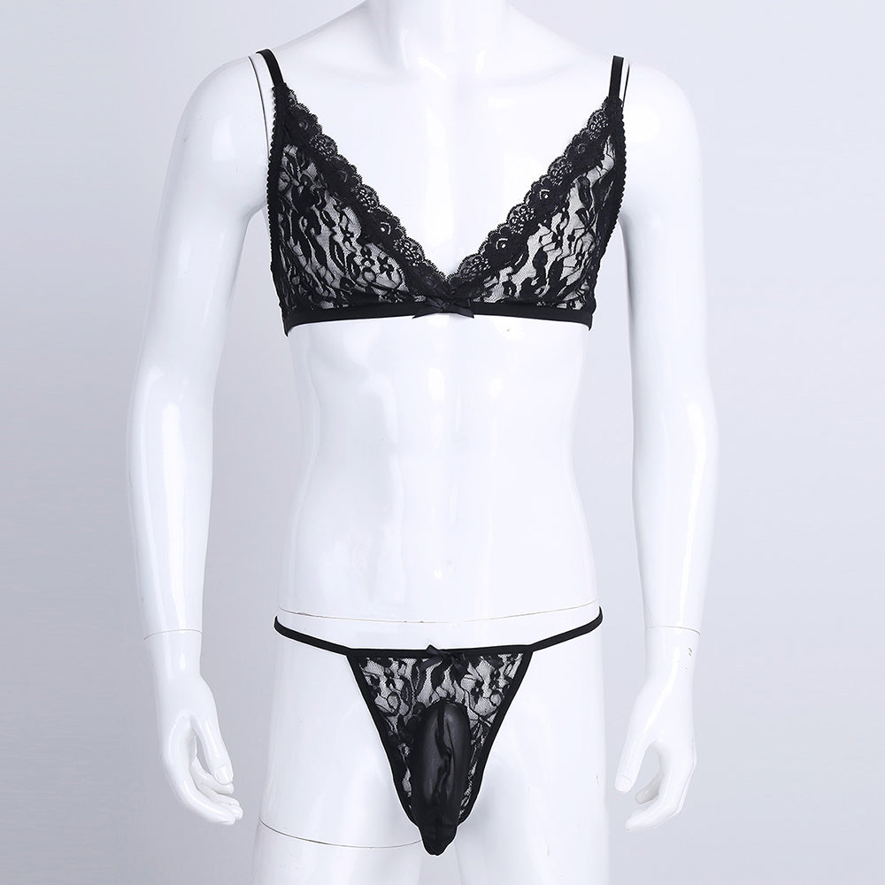 2PCS Floral Lace with G-string
