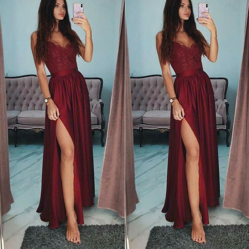 Elegant Lace V-neck Long Dress