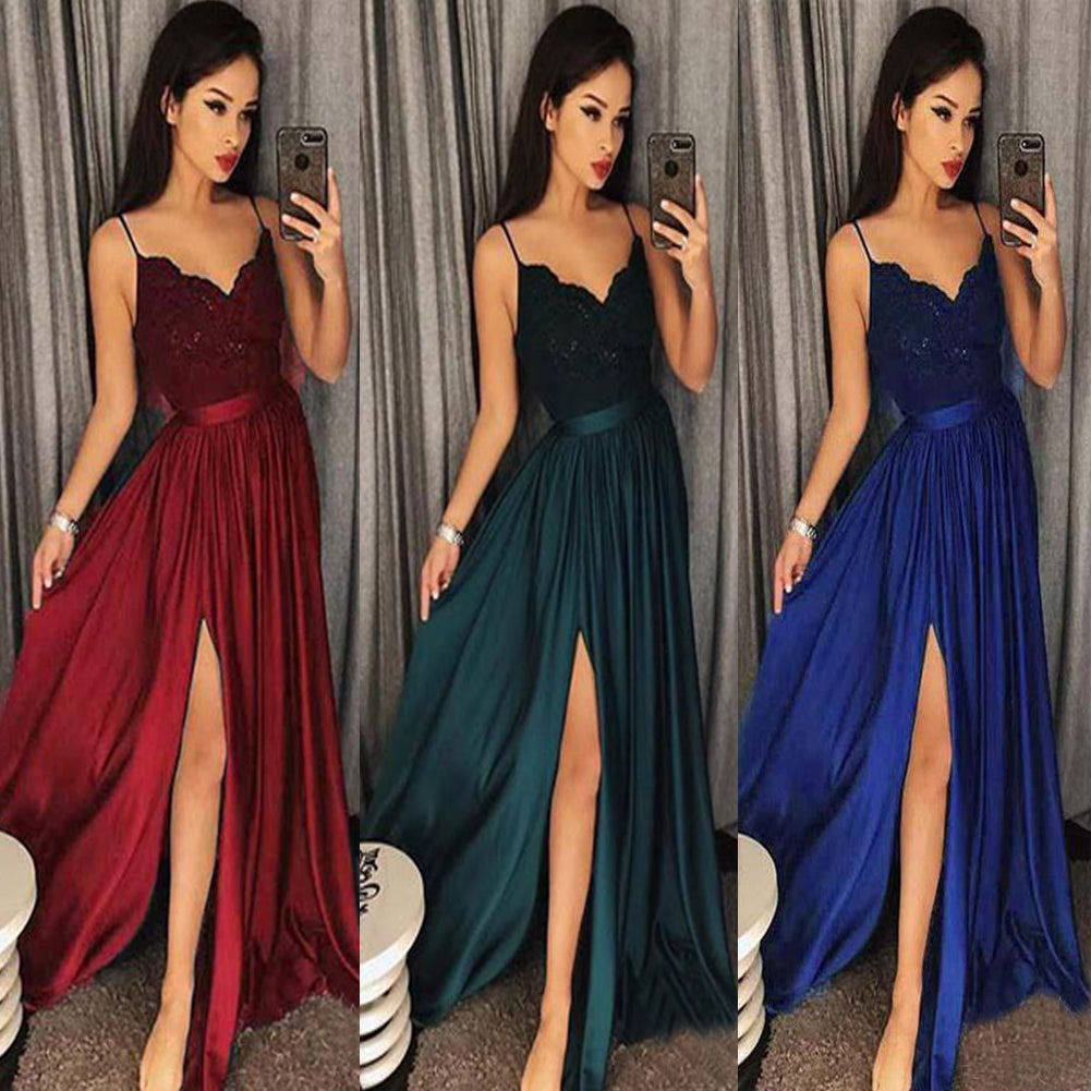 Elegant Lace V-neck Long Dress