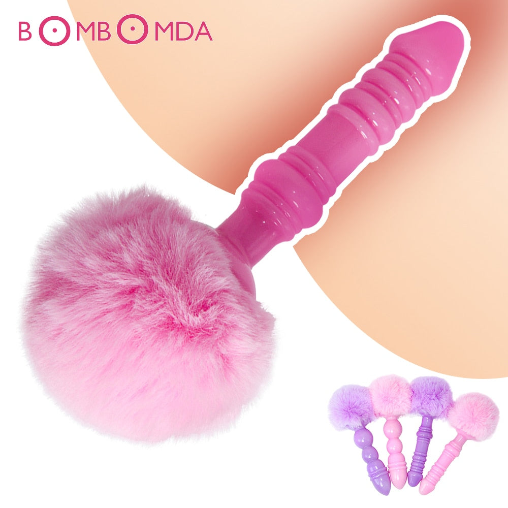 Rabbit Ripples: Anal Bead Butt Plug with Vibrating Rabbit Ears - Explo My Crossdresser Shop Rabbit Ripples: Anal Bead Butt Plug with Vibrating Rabbit Ears - Explo My Crossdresser Shop
