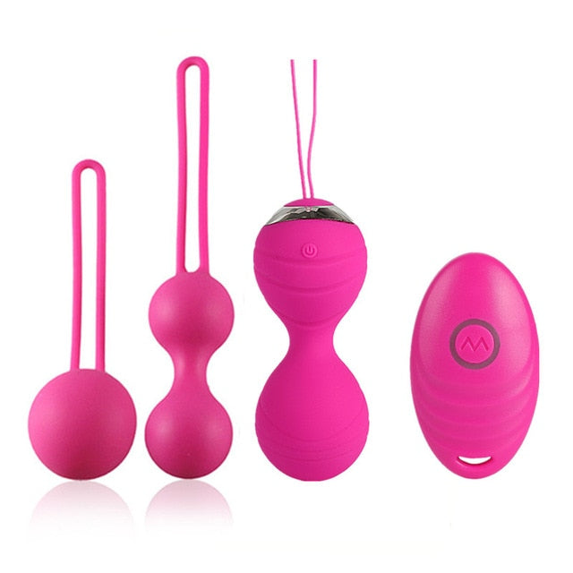 Intimate Bliss: 5pcs Vaginal Tightening Kegel Balls Set - 10 Speed Vibrating Eggs - Silicone Ben Wa Balls - G-Spot Vibrator - Erotic Sex Toy for Sensual Pleasure