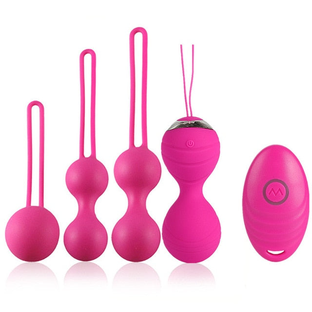 Intimate Bliss: 5pcs Vaginal Tightening Kegel Balls Set - 10 Speed Vibrating Eggs - Silicone Ben Wa Balls - G-Spot Vibrator - Erotic Sex Toy for Sensual Pleasure