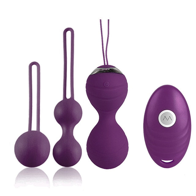 Intimate Bliss: 5pcs Vaginal Tightening Kegel Balls Set - 10 Speed Vibrating Eggs - Silicone Ben Wa Balls - G-Spot Vibrator - Erotic Sex Toy for Sensual Pleasure