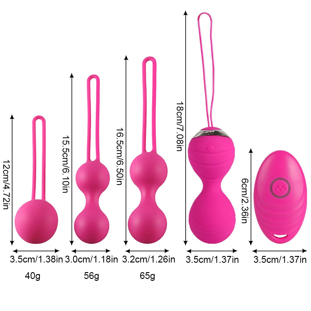 Intimate Bliss: 5pcs Vaginal Tightening Kegel Balls Set - 10 Speed Vibrating Eggs - Silicone Ben Wa Balls - G-Spot Vibrator - Erotic Sex Toy for Sensual Pleasure