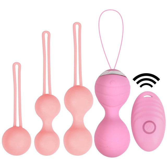 Intimate Bliss: 5pcs Vaginal Tightening Kegel Balls Set - 10 Speed Vibrating Eggs - Silicone Ben Wa Balls - G-Spot Vibrator - Erotic Sex Toy for Sensual Pleasure