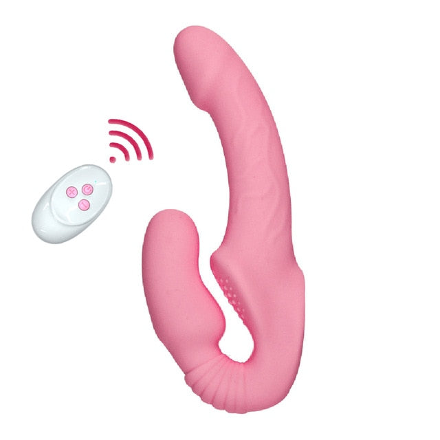 Dual Pleasure Delight: 10-Speed Strapless Strapon Dildo Vibrator - Anal and Prostate Massager in One