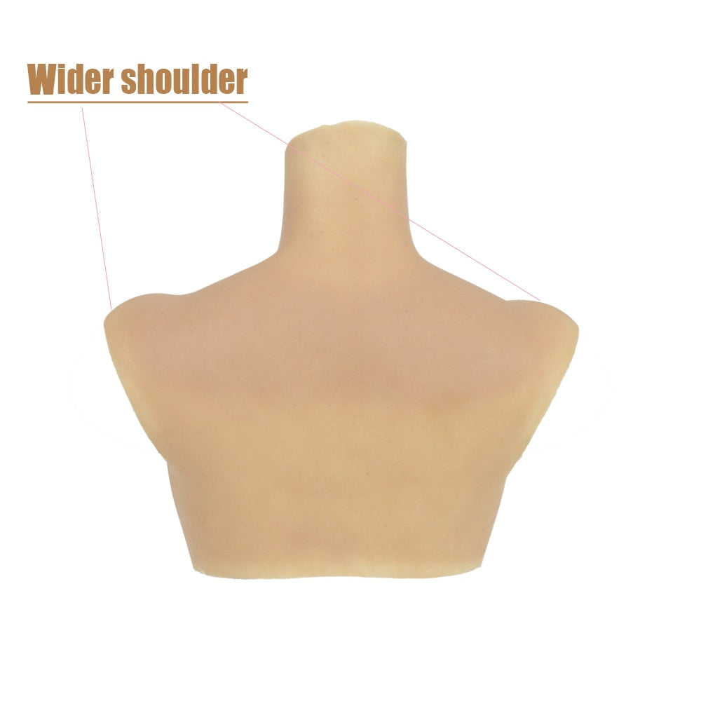 Silicone Gel Filled Fake Boobs for Crossdressers - Wider Shoulder, B/C/D/F Cup Options