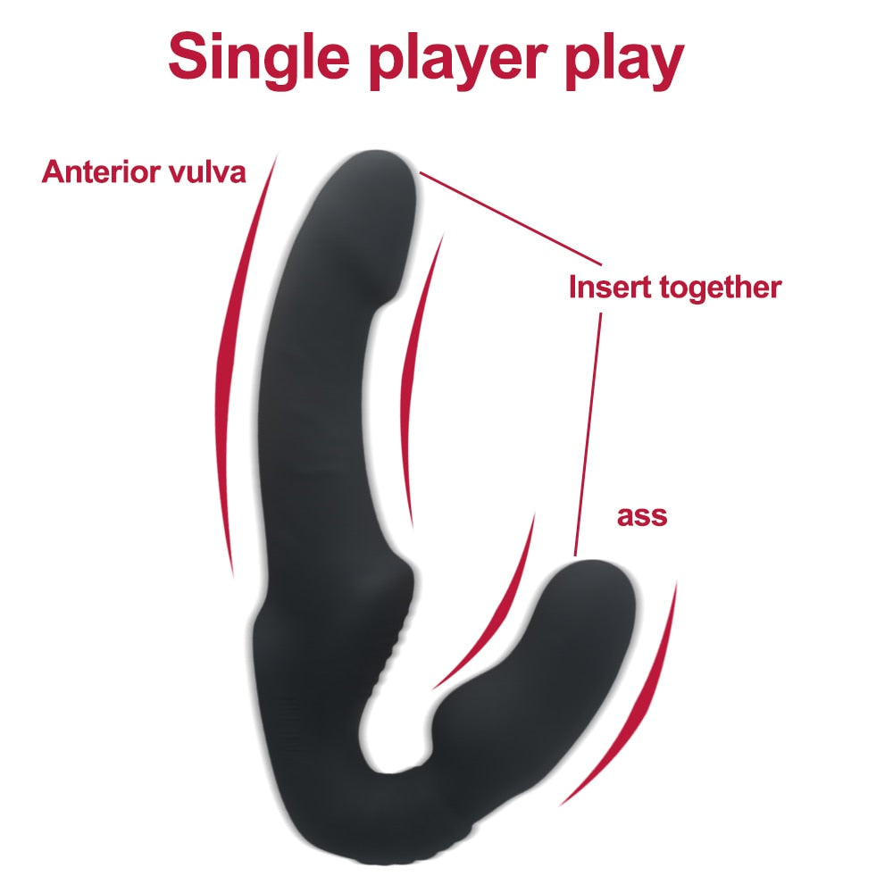 Dual Pleasure Delight: 10-Speed Strapless Strapon Dildo Vibrator - Anal and Prostate Massager in One