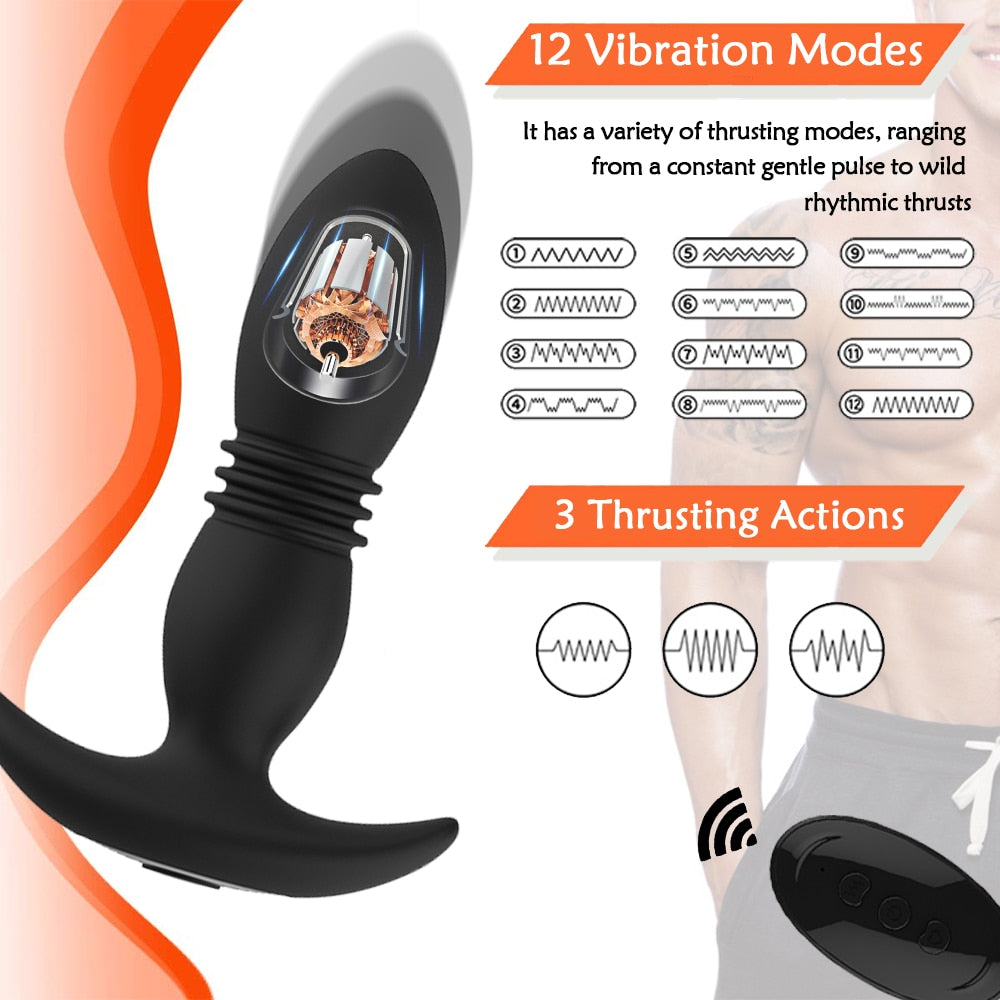 Next-Level Pleasure: Wireless Remote Control Anal Vibrator - Telescopic Dildo with Vibrating and Prostate Massaging Functions - Unleash Your Desires with this Male Sex Toy