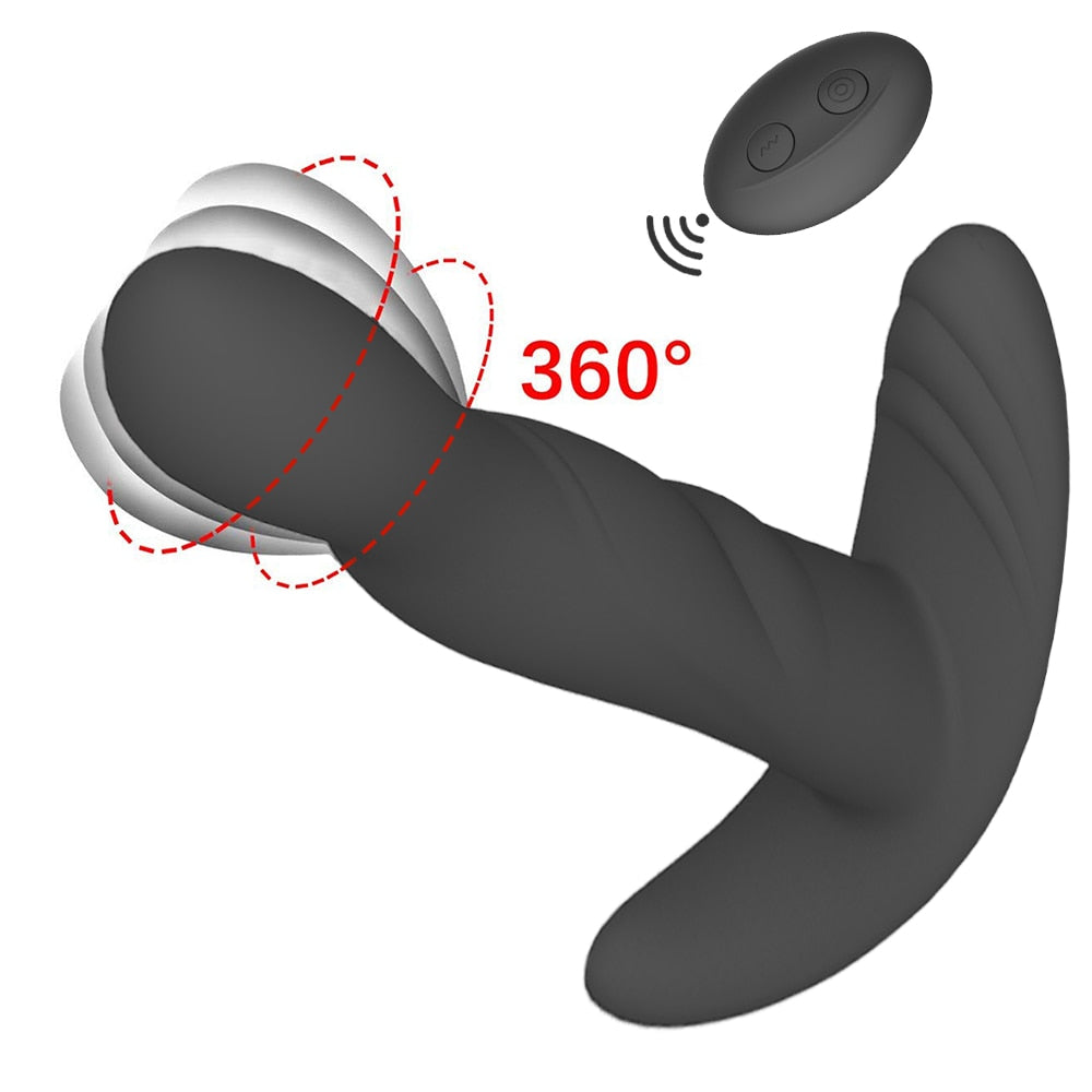Pleasure Revolution: 360° Rotating Anal Plug Vibrator - Silicone Male Prostate Massager - Butt Plug for Men - Vibrating Sex Toy for G-Spot Stimulation and Sensational Exploration