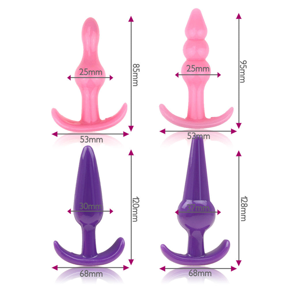 Ultimate Anal Pleasure: 4pcs/set Silicone Butt Plug Collection