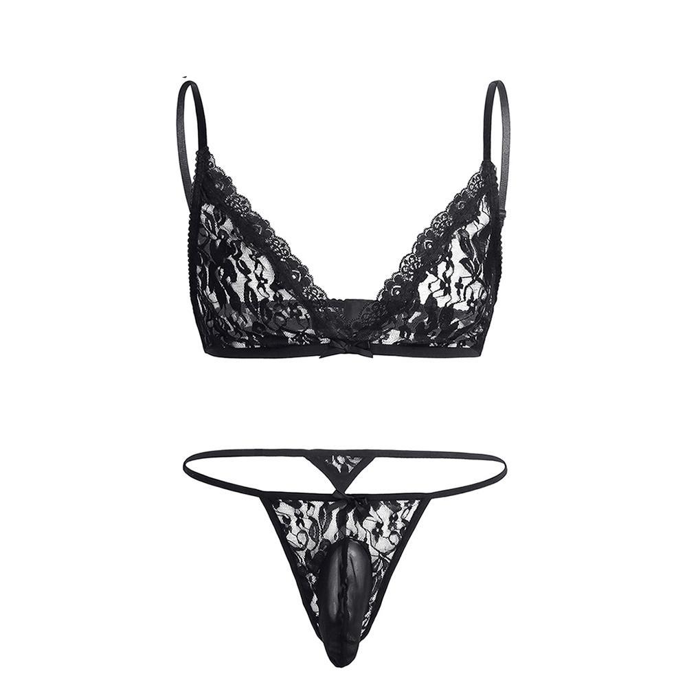 2PCS Floral Lace with G-string