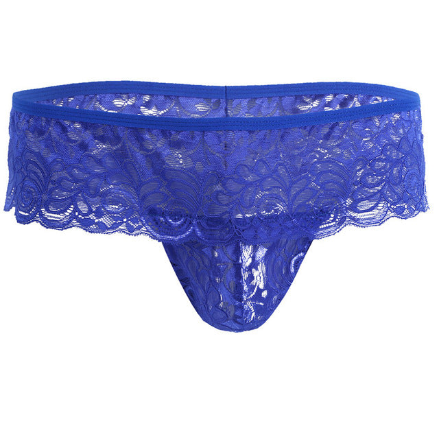 Sexy Mens Lingerie Lacework Open Butt Bulge Pouch