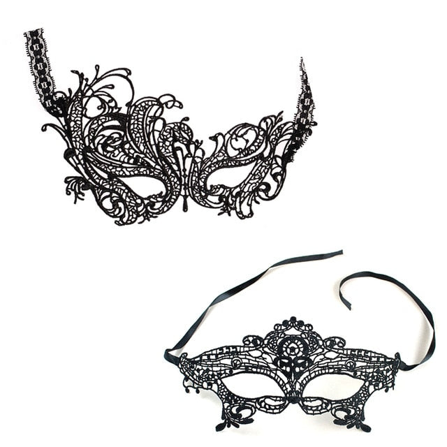 Seductive Intrigue: Hollow Black Lace Mask for a Mysterious Look