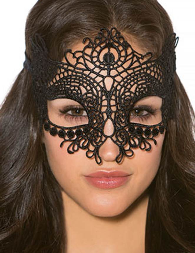 Alluring Black Lace Masquerade Eye Mask - 2 Pieces