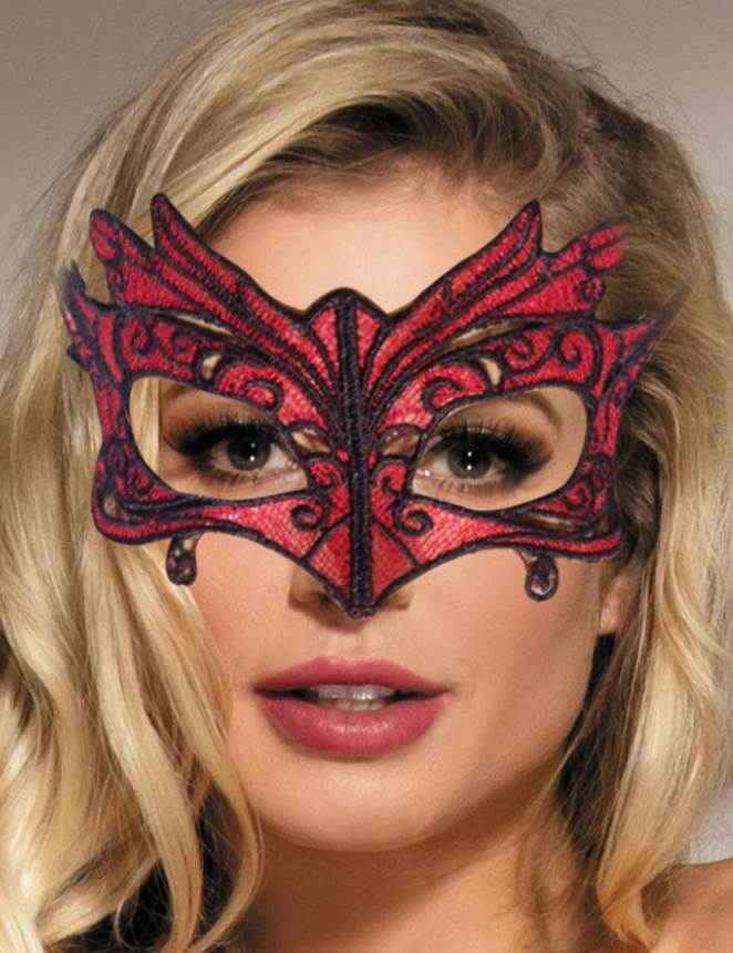Charming Red Lace Masquerade Eye Mask - 2 Pieces