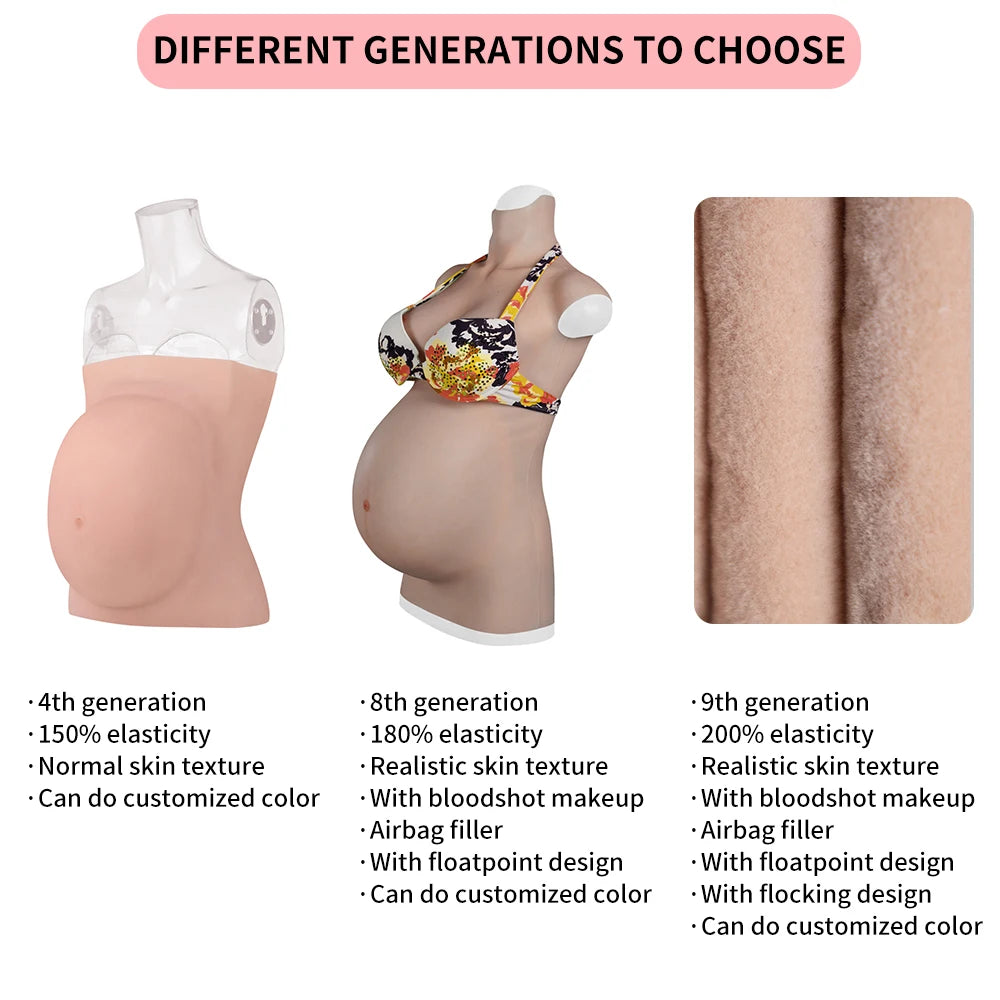 EYUNG 8th-Generation Silicone Pregnant Belly and Breast Prosthesis for Crossdressing and Cosplay