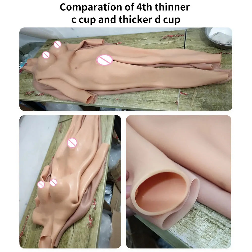 No-Oil Full Silicone Bodysuit with Breast Forms - Image 4