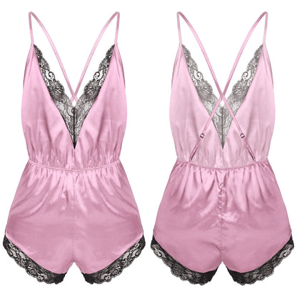 Satin Bodysuit Jumpsuit: Sensual Sleepwear for Crossdressers