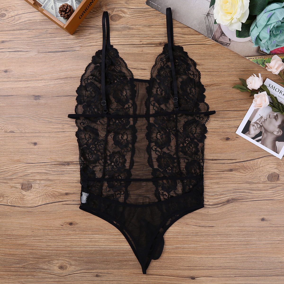 Sexy Lace Thong Bodysuit: Seductive Sleepwear for Men