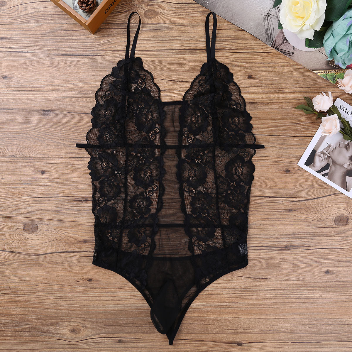 Sexy Lace Thong Bodysuit: Seductive Sleepwear for Men