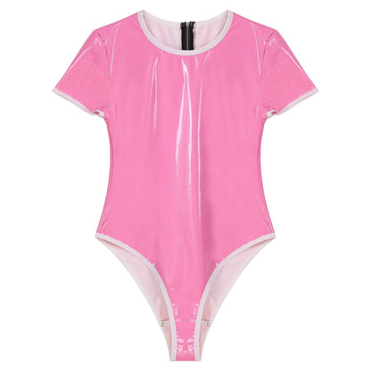 Pink Patent Leather Bodysuit: Sexy Male Sissy Lingerie