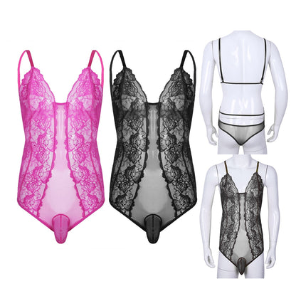 Lace Bodycon Bodysuit: Sensual Lingerie for Men