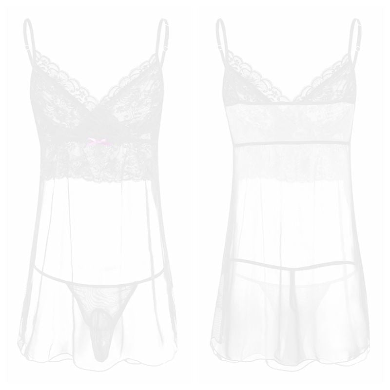 Sheer Mesh Lingerie Set: Crossdresser's Seductive Sleepwear