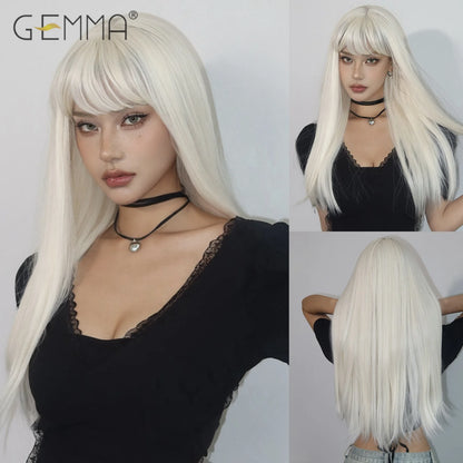 Light Blonde Straight Wig for Crossdressers – Heat-Resistant, Natural Look