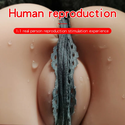 Premium Silicone Double Channels Male Masturbator - Realistic Vagina & Anal