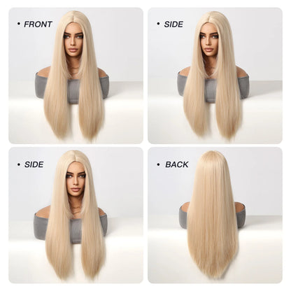 Light Blonde Straight Wig for Crossdressers – Heat-Resistant, Natural Look