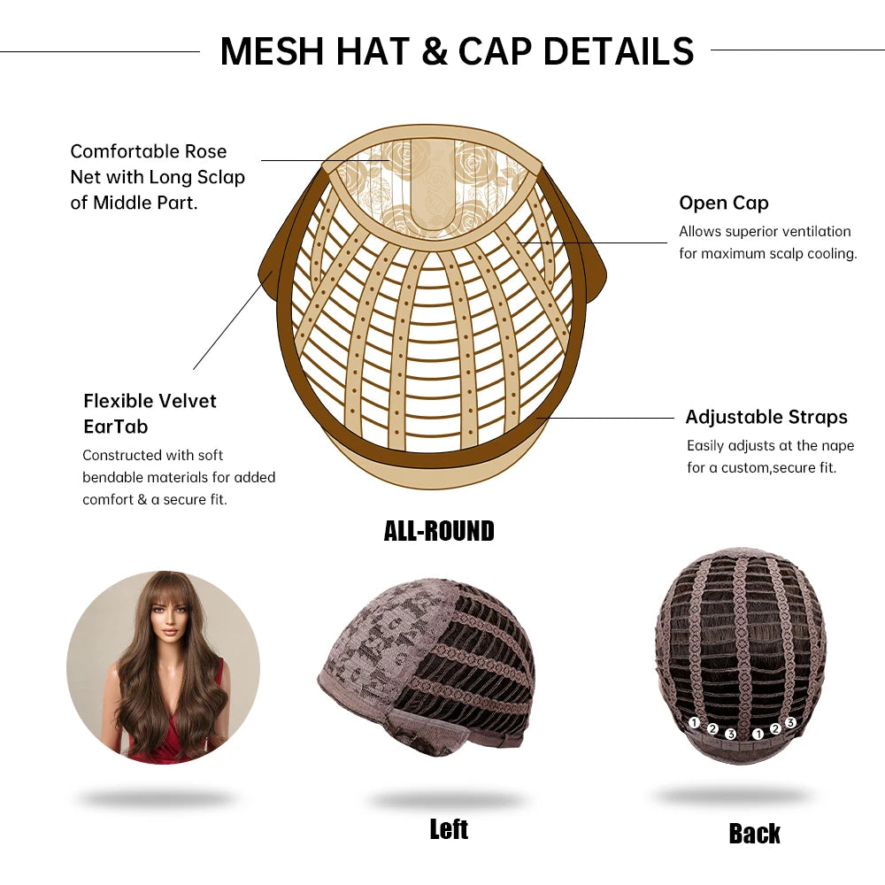 Long Dark Brown Wavy Wig with Bangs for Crossdressers