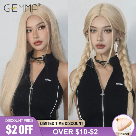 Light Blonde Straight Wig for Crossdressers – Heat-Resistant, Natural Look